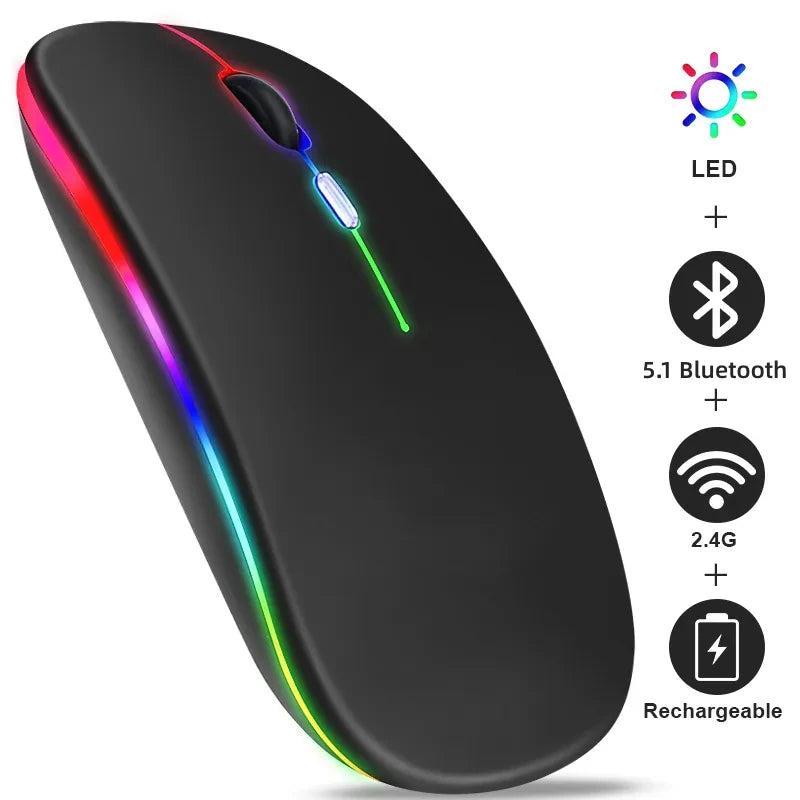 mouse sem fio modelo profissional slim rgb