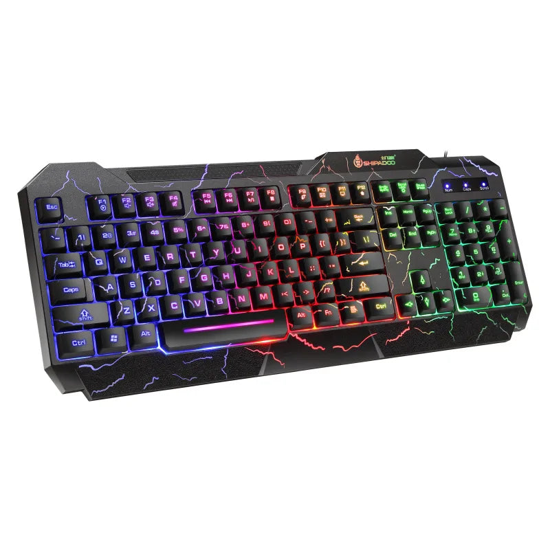 conjunto teclado e mouse gamer rgb com fio e led retroluminoso