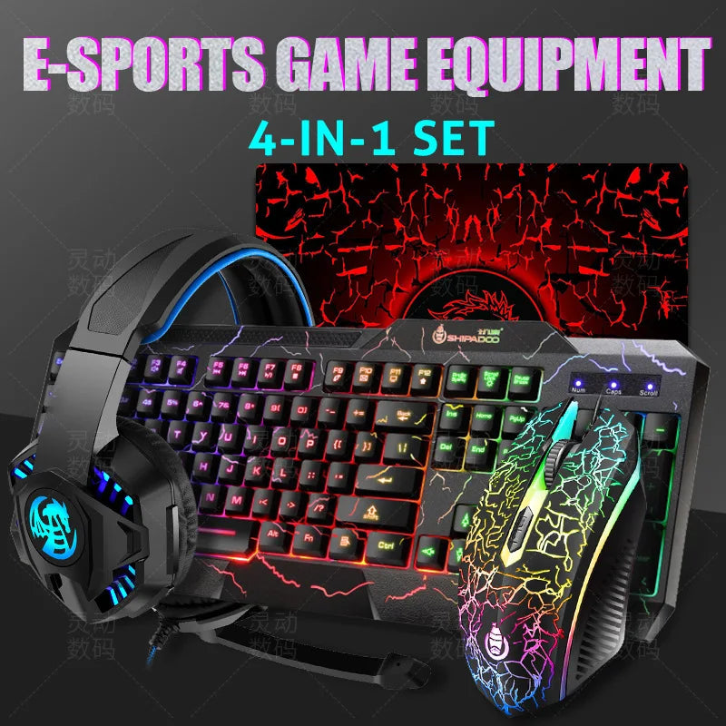 conjunto teclado e mouse gamer rgb com fio e led retroluminoso